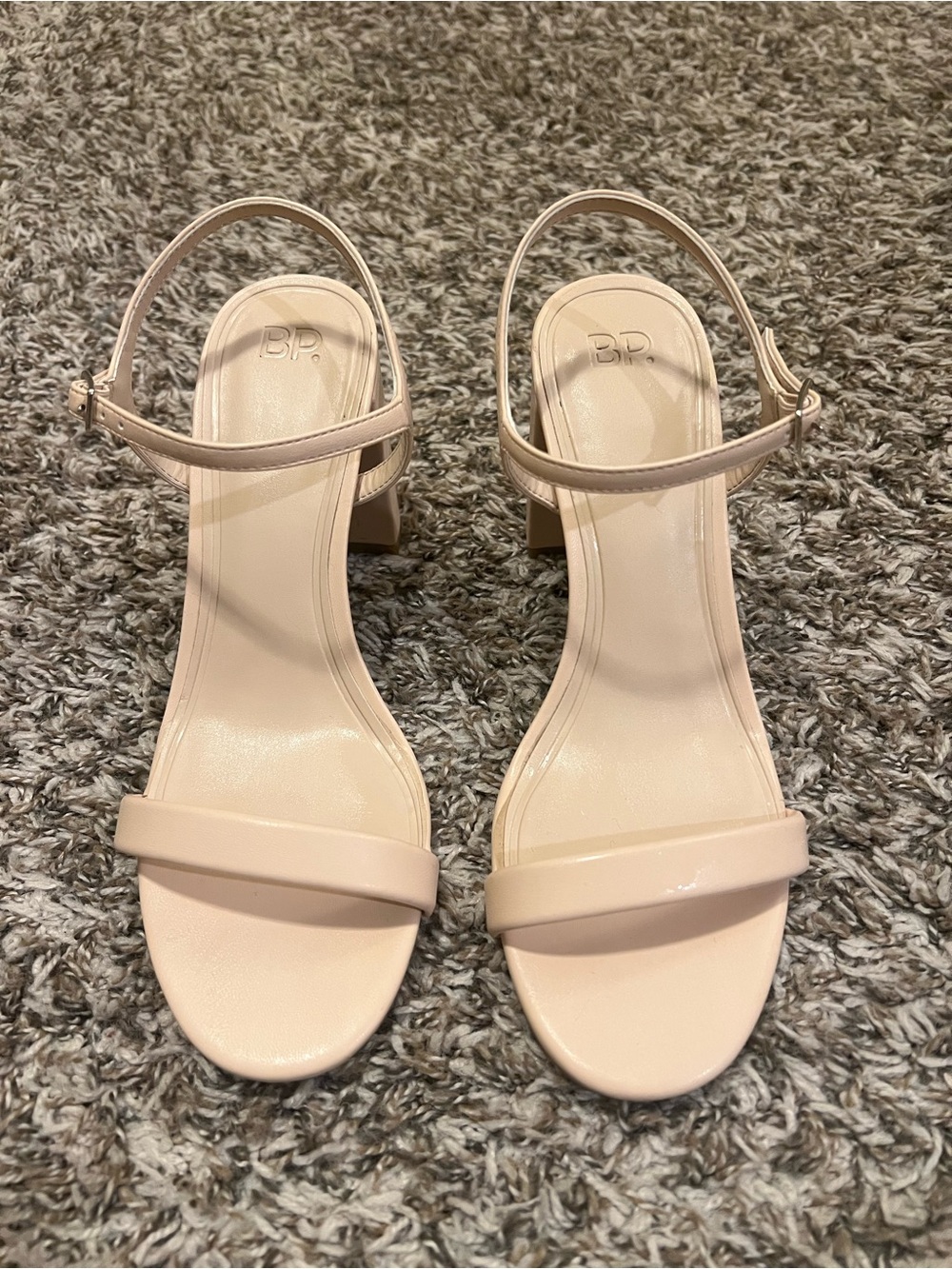 bp Blush Beige Block Heel Sandals with Ankle Strap
